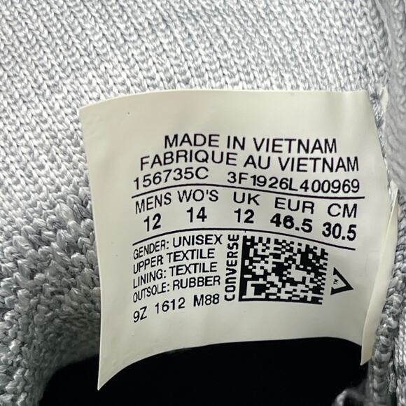 Converse All Star Chuck Taylor II Lunarlon Shoes Men Size 12 Gray Hi Top Flyknit - Picture 8 of 8